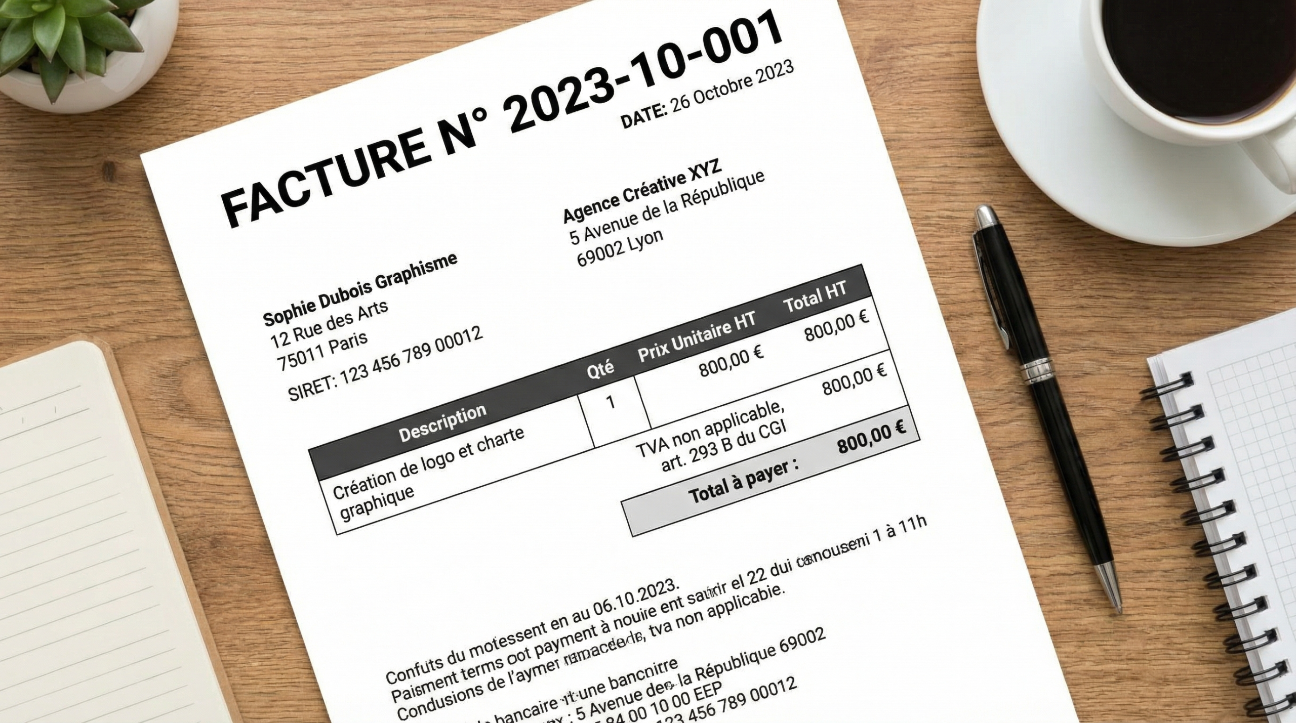 Exemple de facture de graphiste freelance conforme