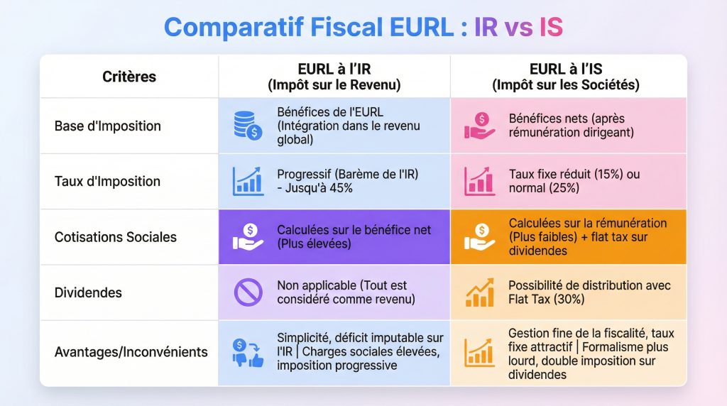 Fiscalité EURL 2026 : choisir IR ou IS facilement