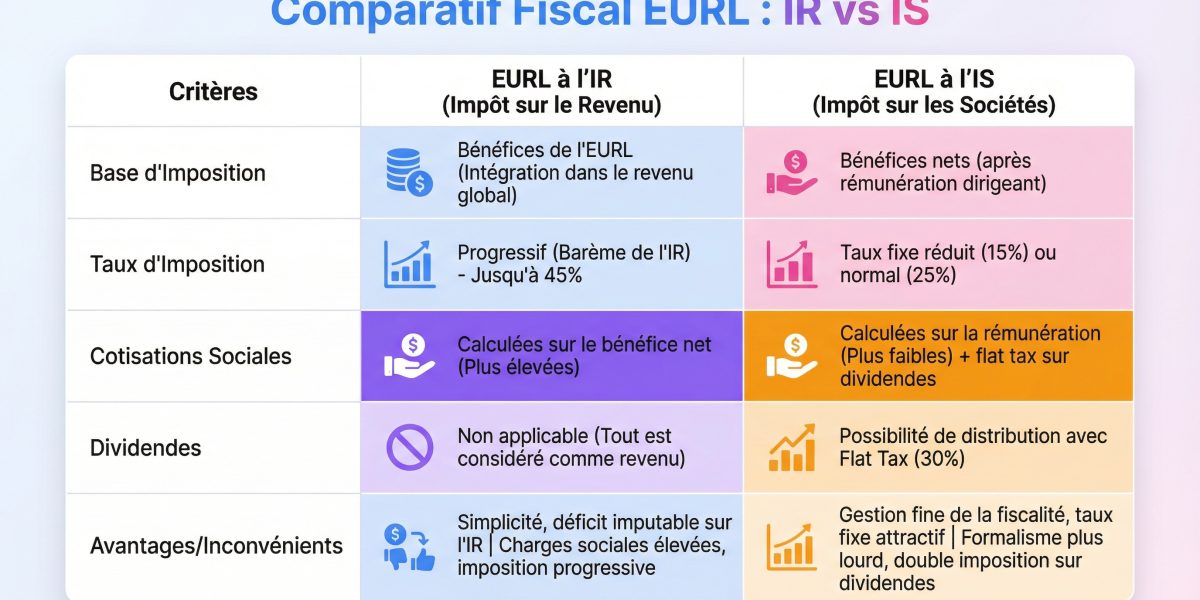 Fiscalité EURL 2026 : choisir IR ou IS facilement